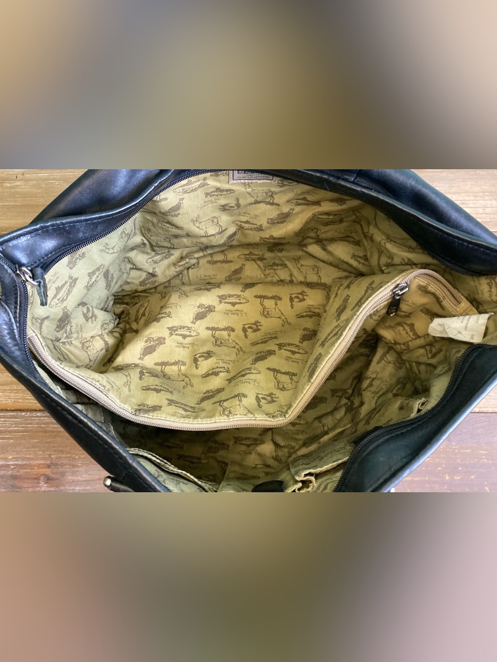 Vintage L.L. Bean Large Town & Field Leather Tote Bag Black - Picture 7 of 15